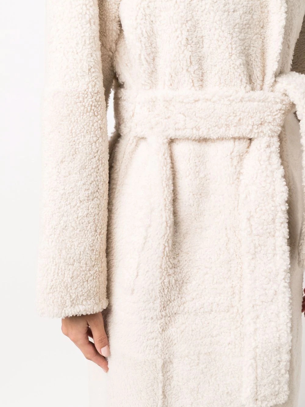 belted shearling coat - 5