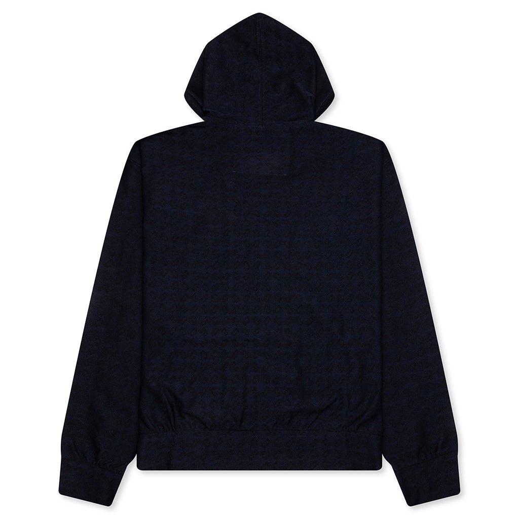 ZIPPED HOODIE IN MONOGRAM 72 JACQUARD - BLACK/NAVY - 2