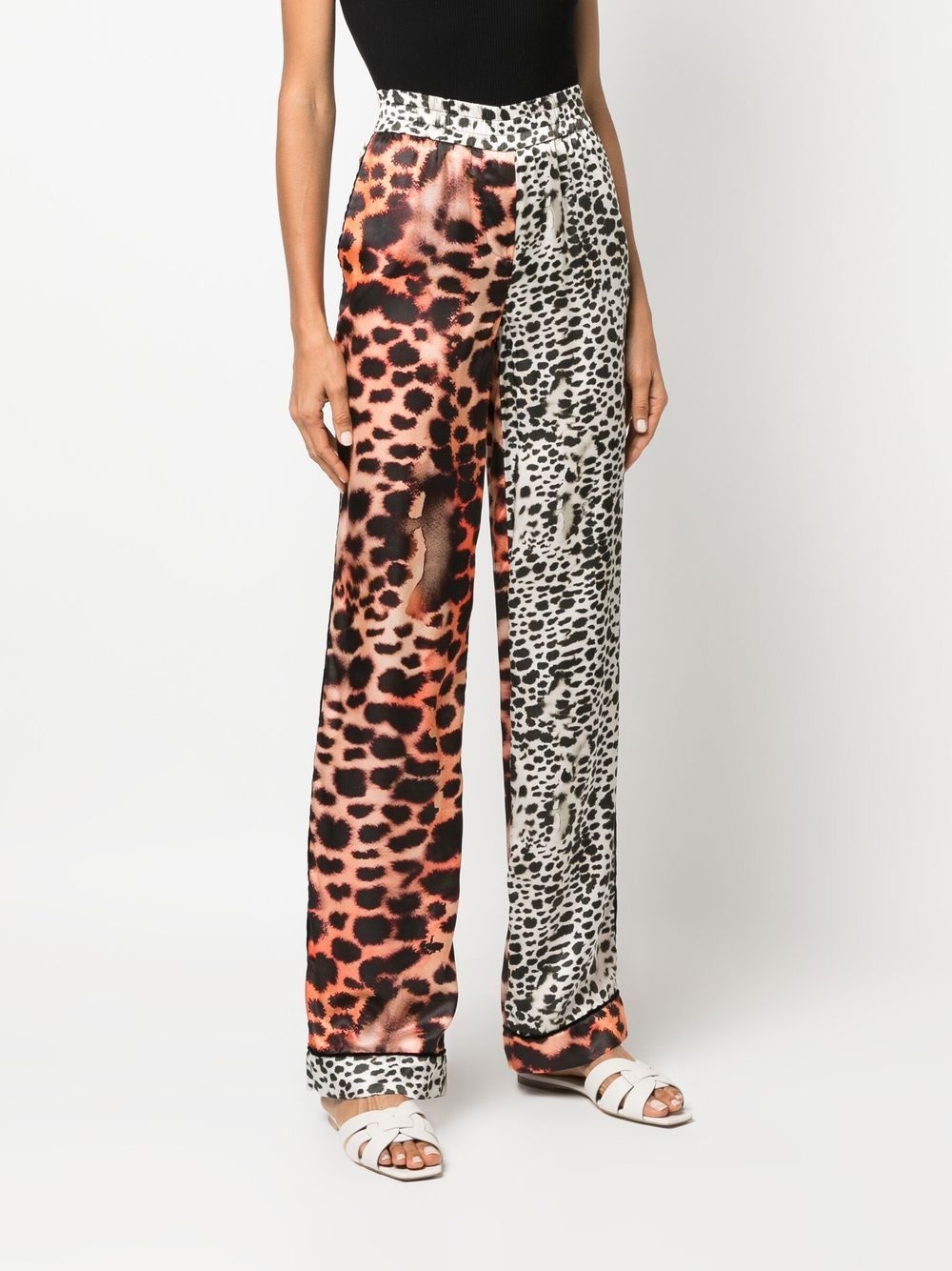 leopard print panelled trousers - 3