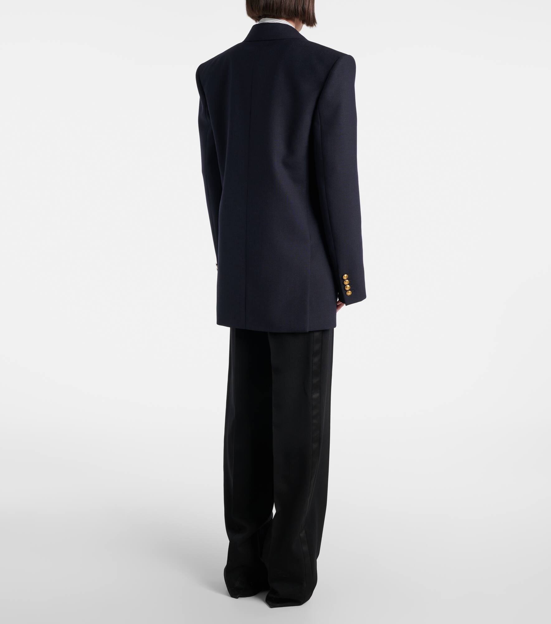 Double-breasted wool chiné blazer - 3