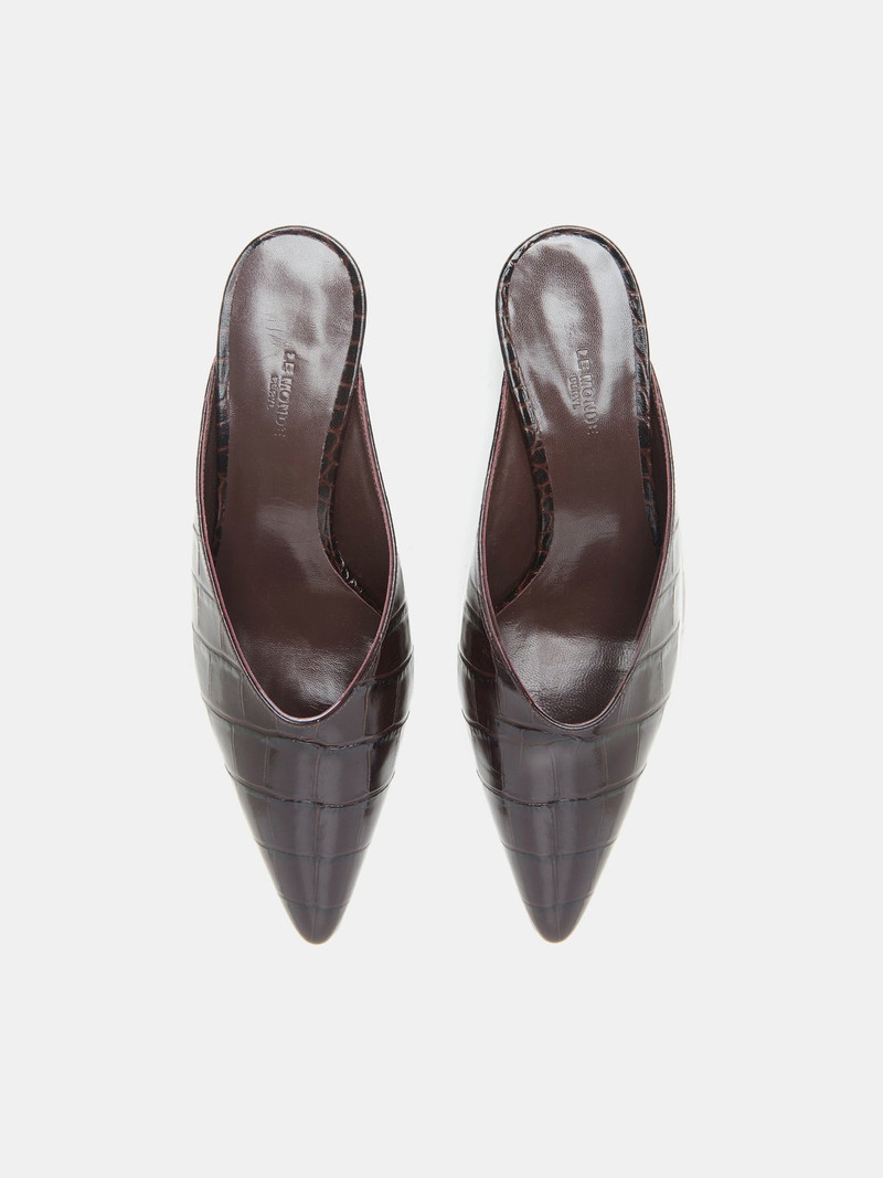 Victoria Micro Wedge Mule / Coco Brown Croc Effect Leather 3