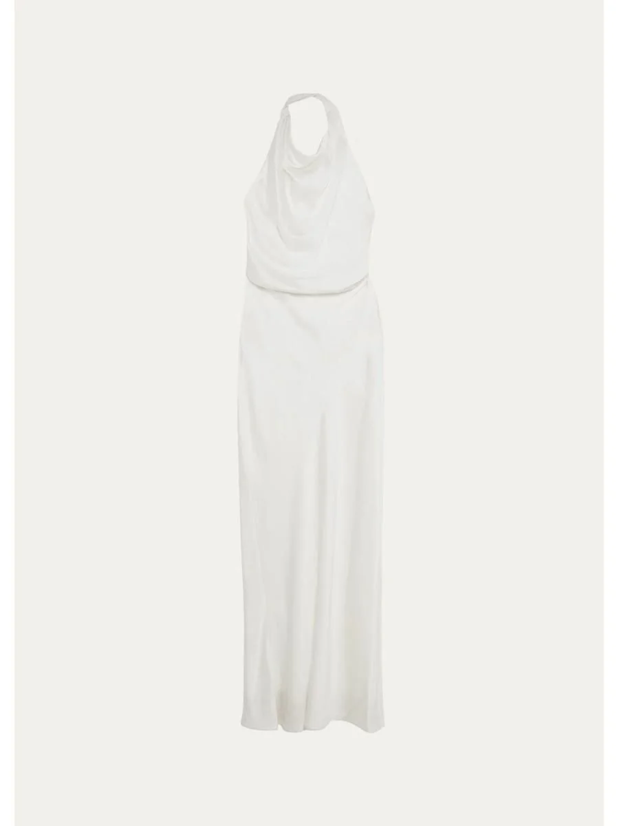 Reannon Draped Satin Halter Gown - 1