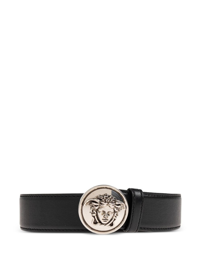 logo-buckle leather belt 1