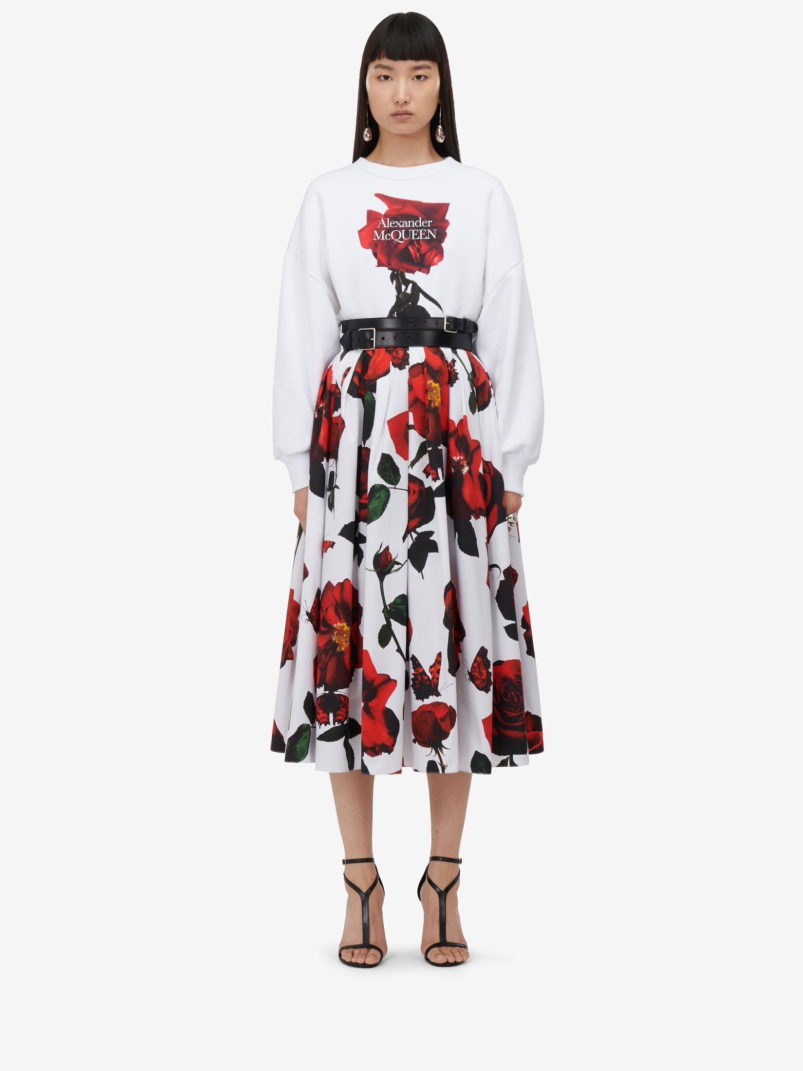 Alexander McQueen Women's Pleated Midi Skirt in Optic White