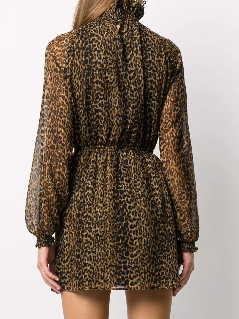 leopard-print pleated mini dress - 4