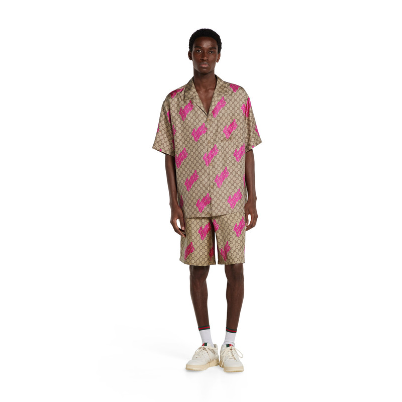 GUCCI Printed silk twill bowling shirt outlook