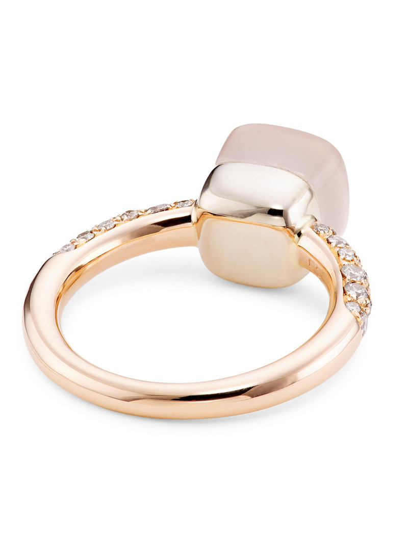Women's Nudo 18K Rose Gold & White Gold, Rose Quartz & Diamond Petite Square Ring - Rose Gold 3