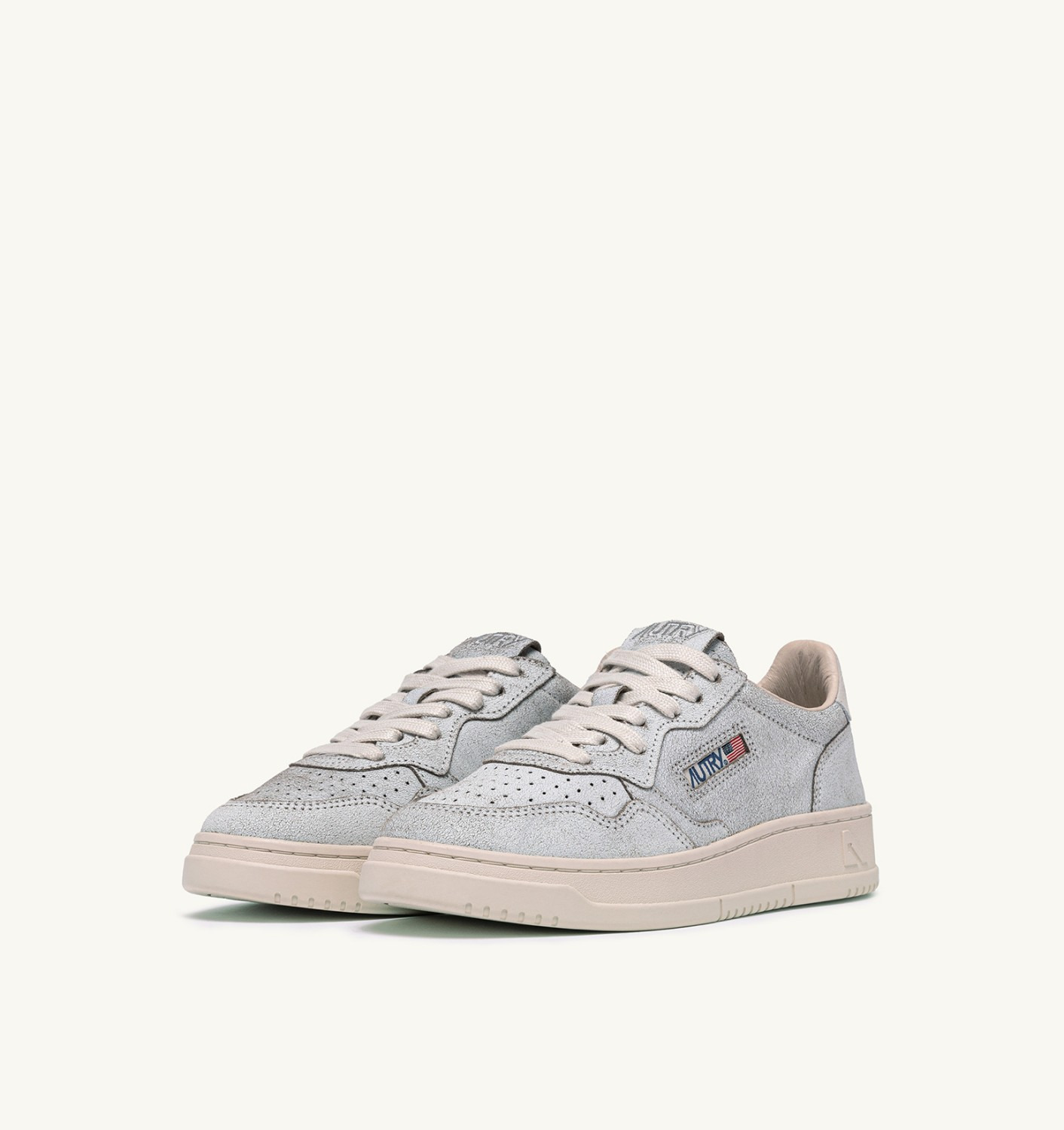 MEDALIST LOW SNEAKERS IN WHITE AND PINK TINT SCRAPED EFFECT SUEDE - 2