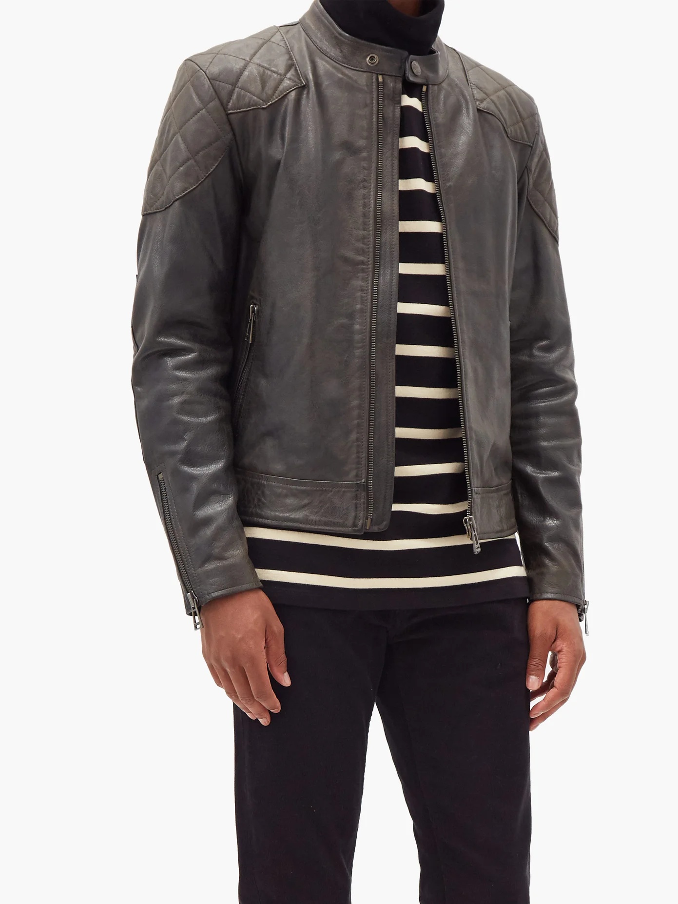 Outlaw quilted-panel leather jacket - 6