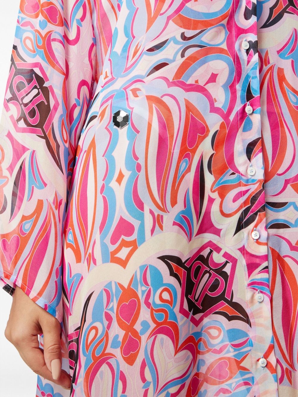 kaleidoscopic-print silk kaftan - 5