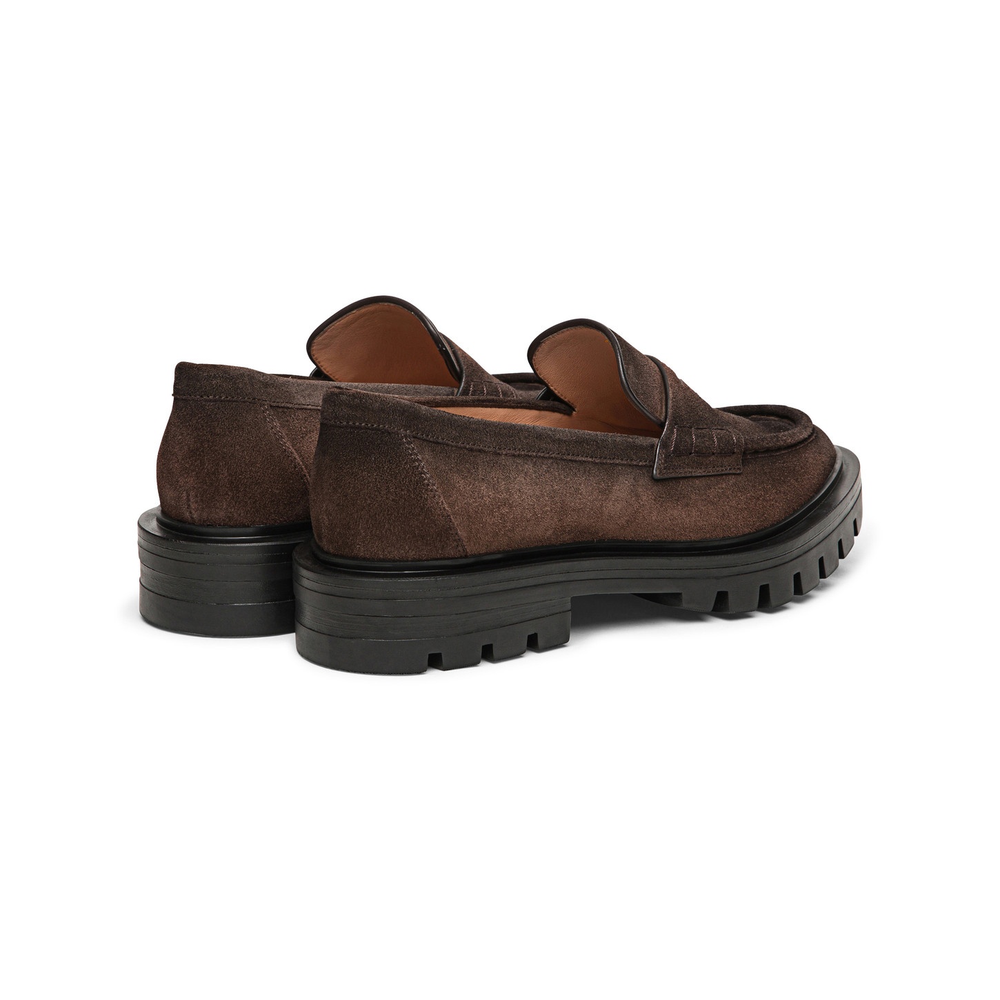 Women's dark brown suede penny loafer - 3