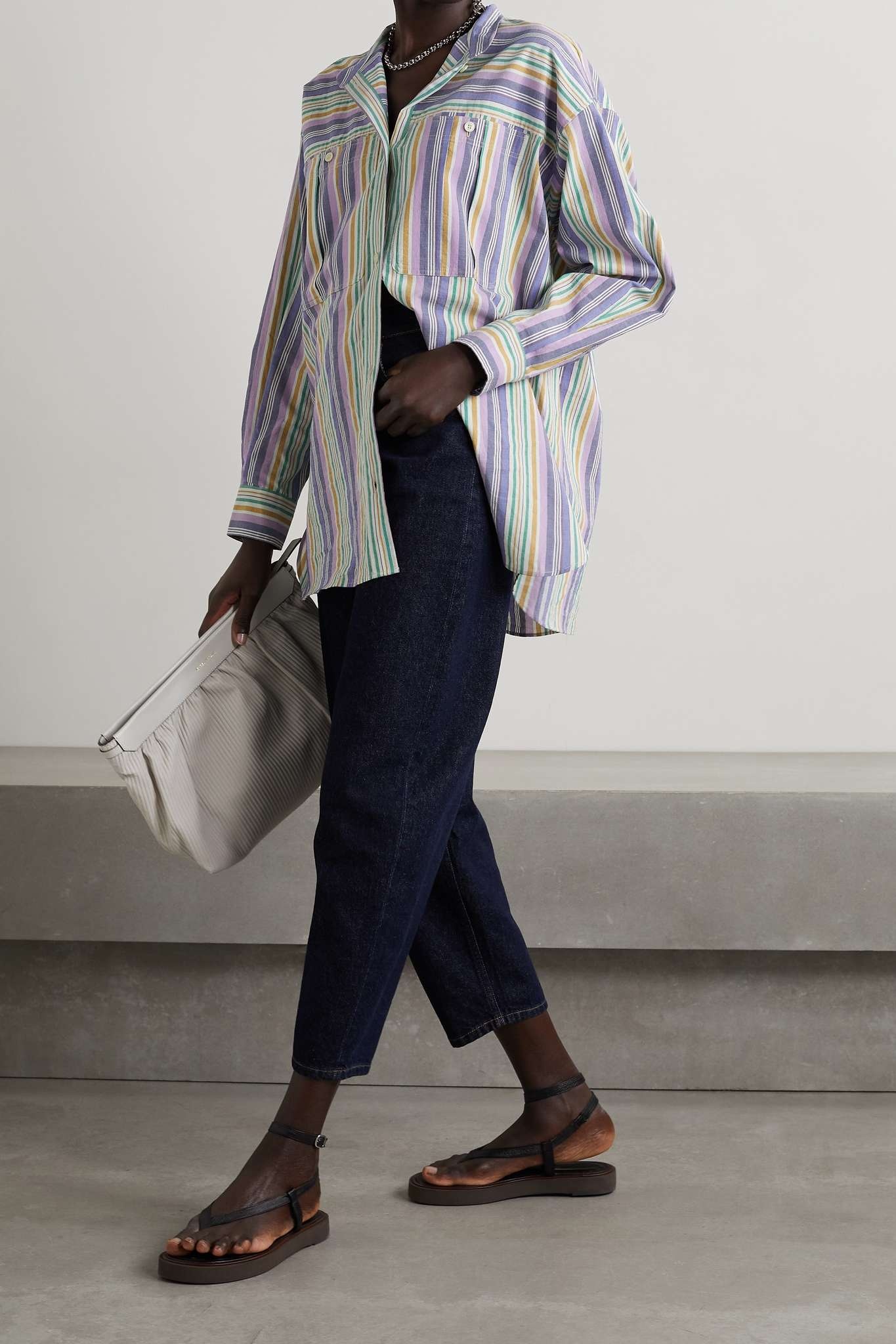 Taylor oversized striped cotton-poplin shirt - 2