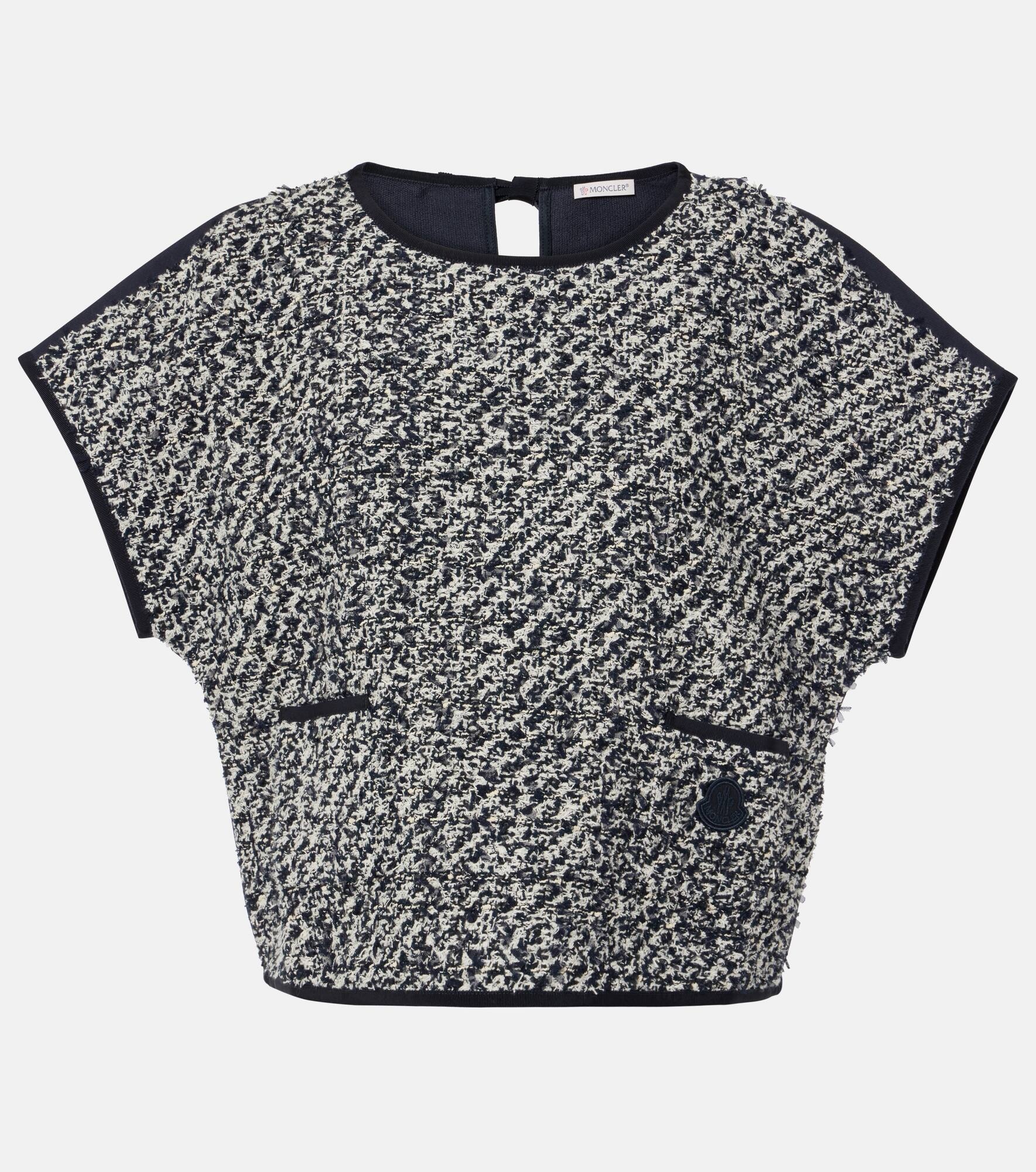 Cotton-blend tweed satin top - 1