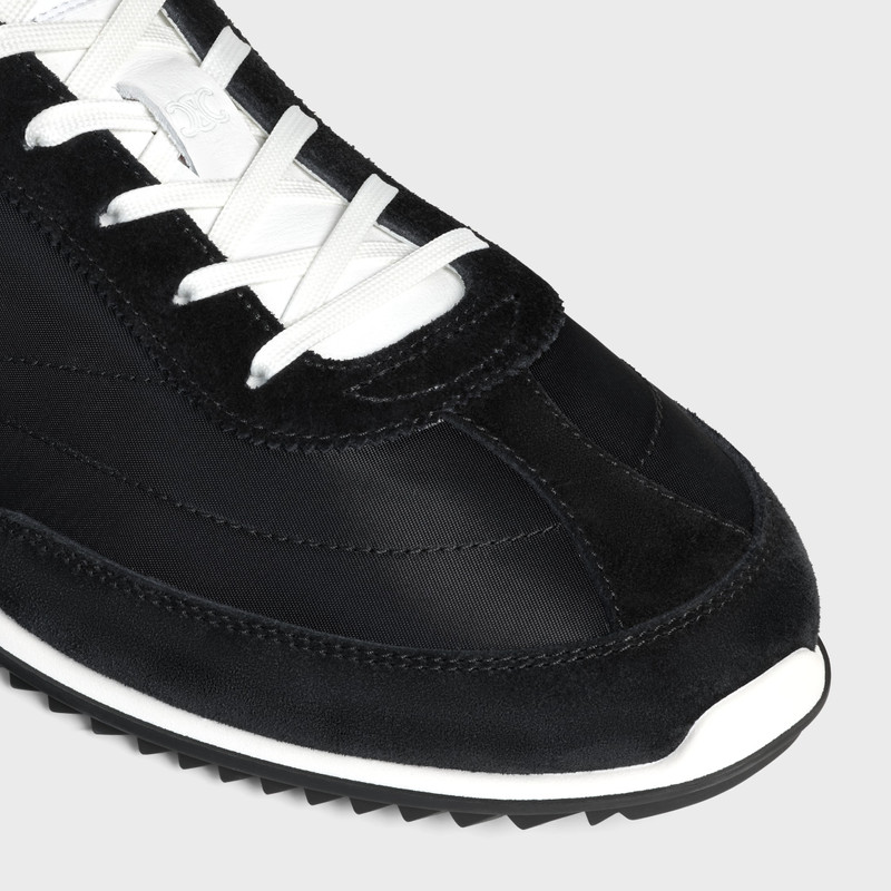 CELINE RACER LOW LACE-UP SNEAKER WITH TRIOMPHE IN NYLON, SUEDE CALFSKIN AND CALFSKIN 4