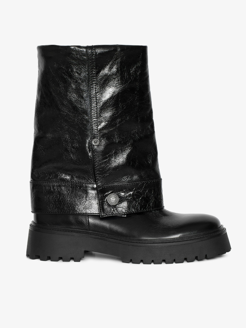 Angie Sleeve Vintage Patent Boots 1