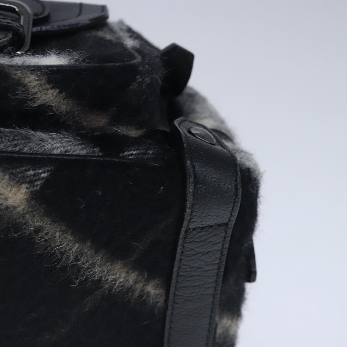 Burberry Nova Check Blue Label Shoulder Bag Wool Leather Black - 14