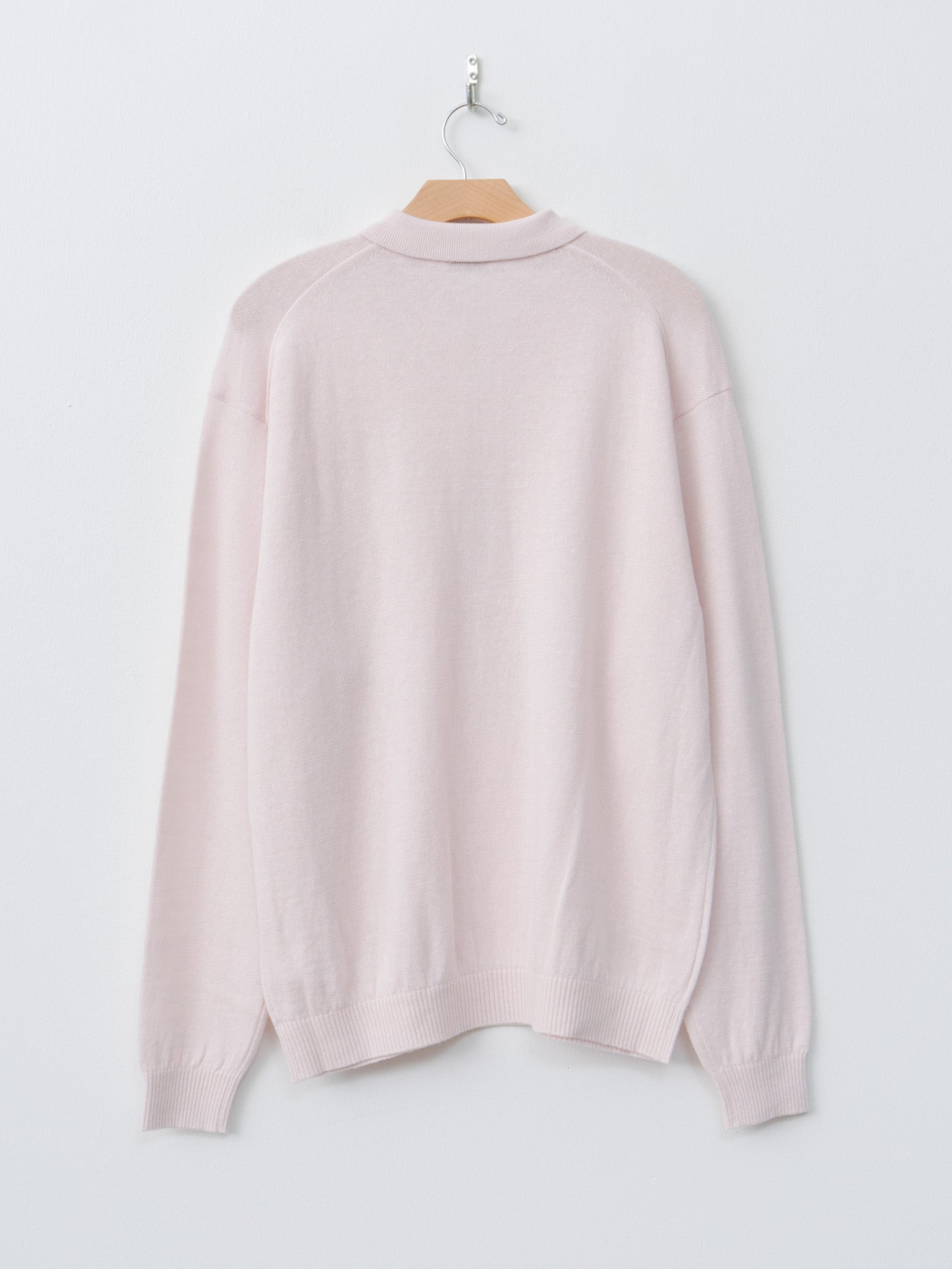 Linen Wool Brushed Zip Up Polo Sweater - Pink - 7