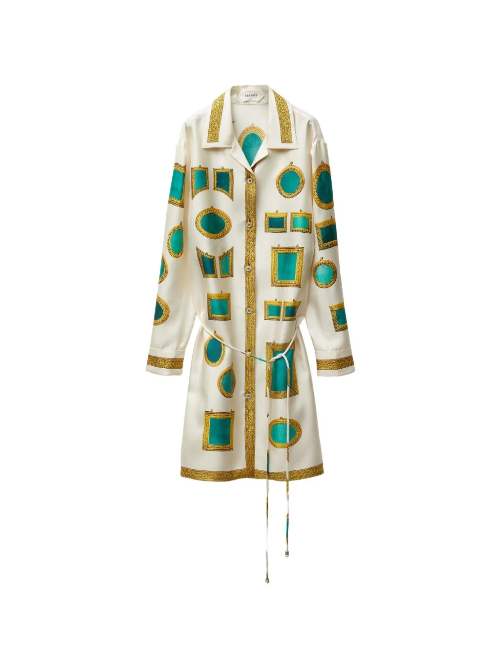 framed print shirt dress - 1