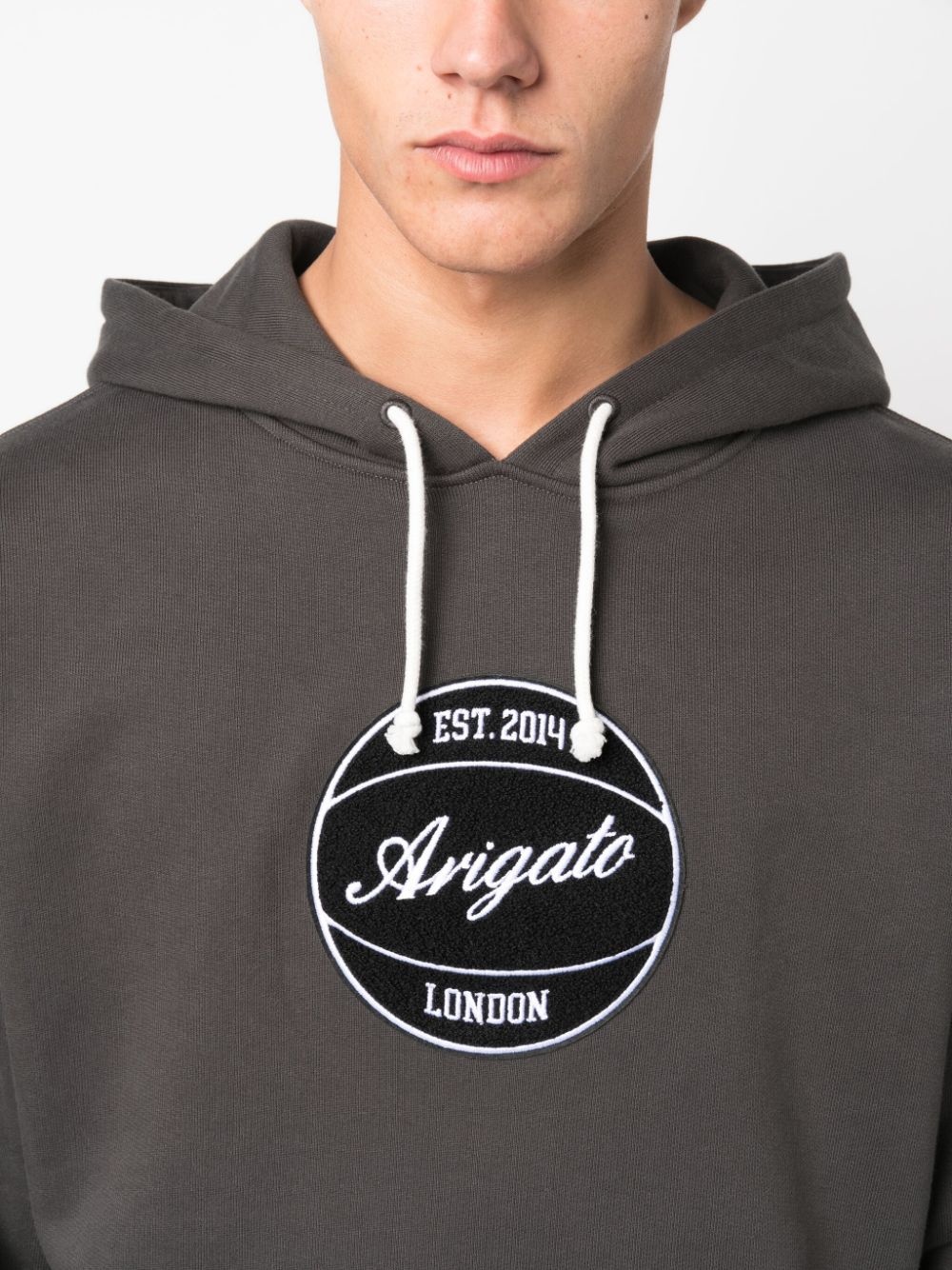 logo patch drawstring hoodie - 5