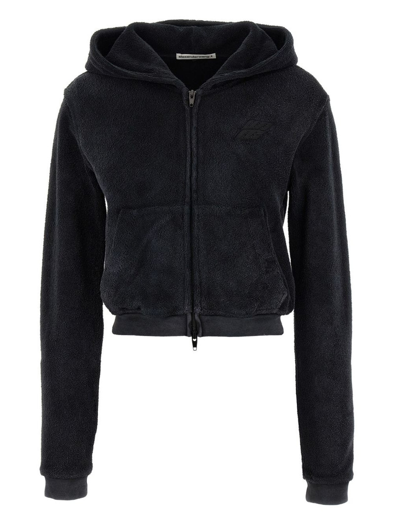 logo-embroidered zip-front hoodie 1