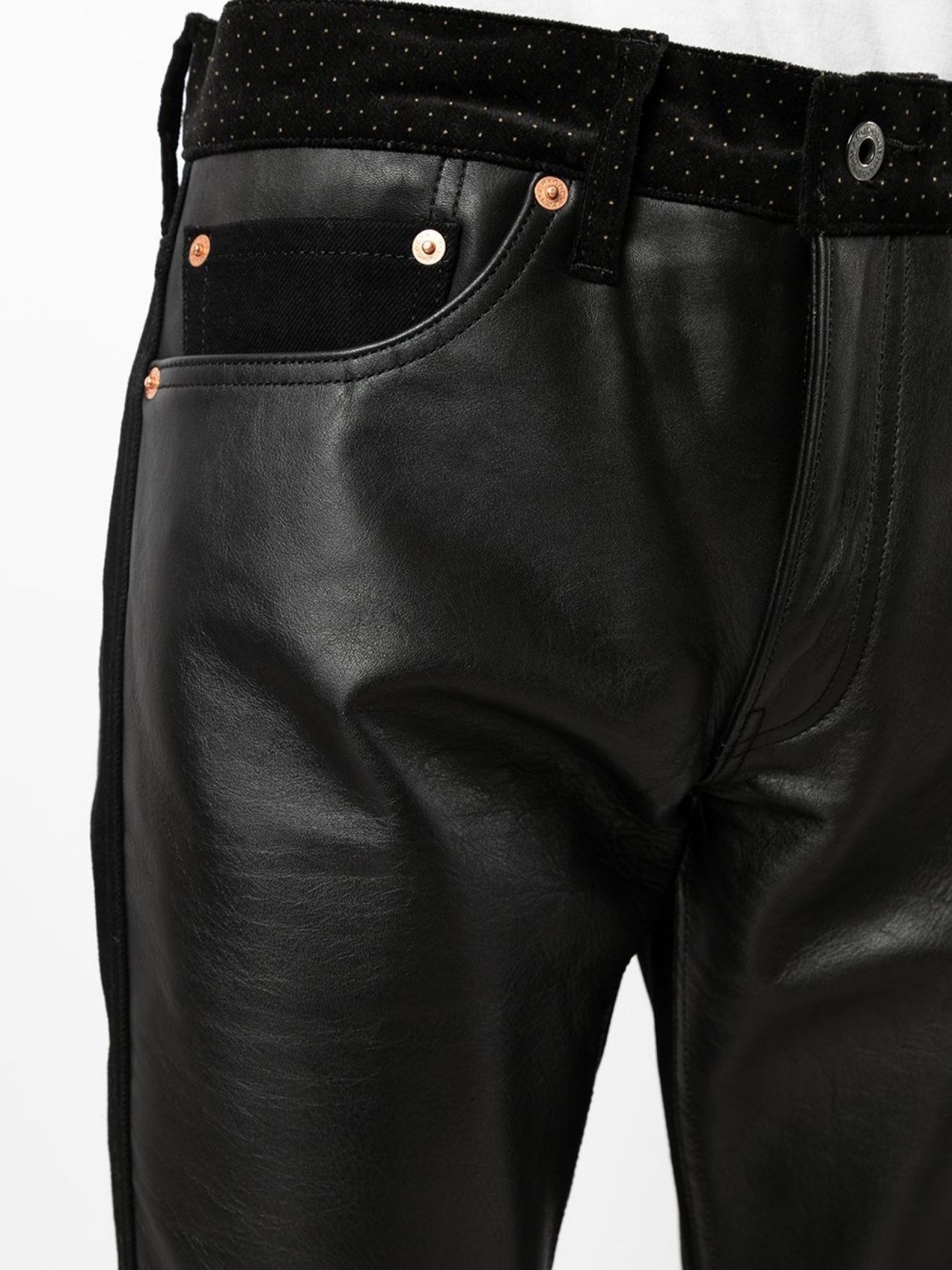 leather slim-cut trousers - 5