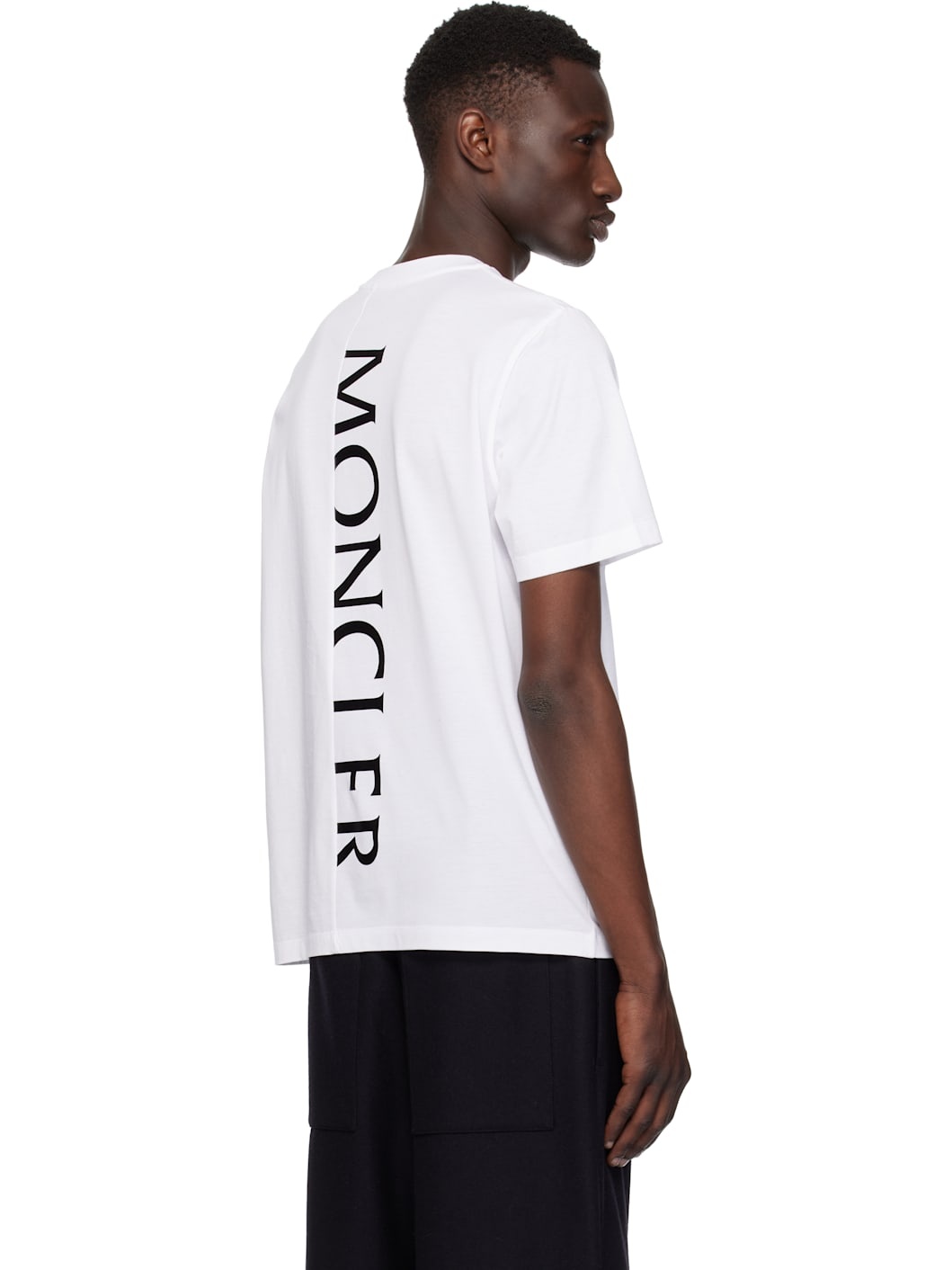 White Vertical Back Logo Cotton T-shirt - 3