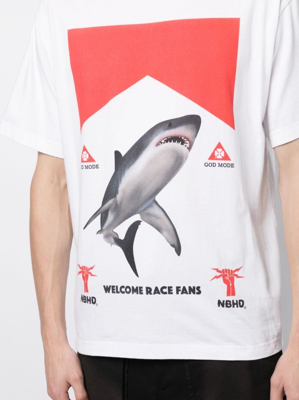 x DSC shark-print cotton T-shirt - 5