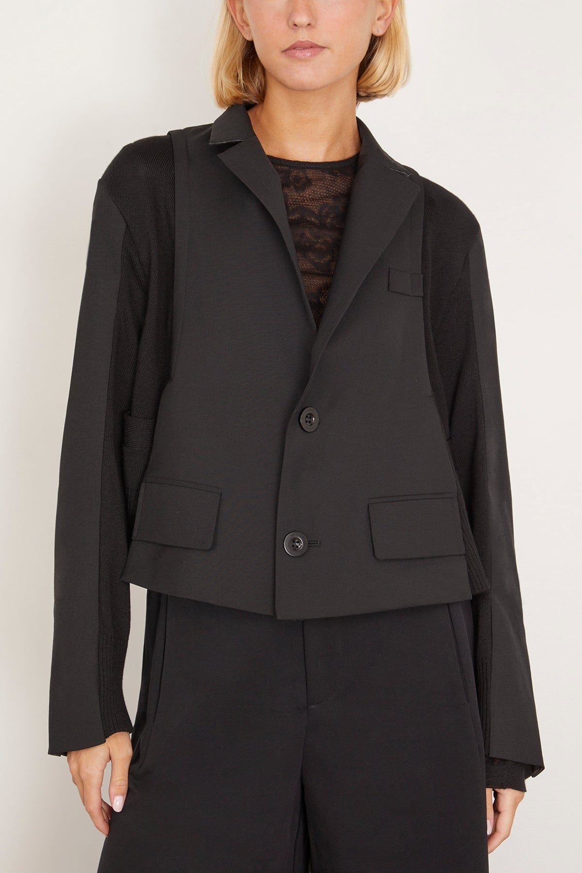 Suiting x Knit Jacket in Black - 3