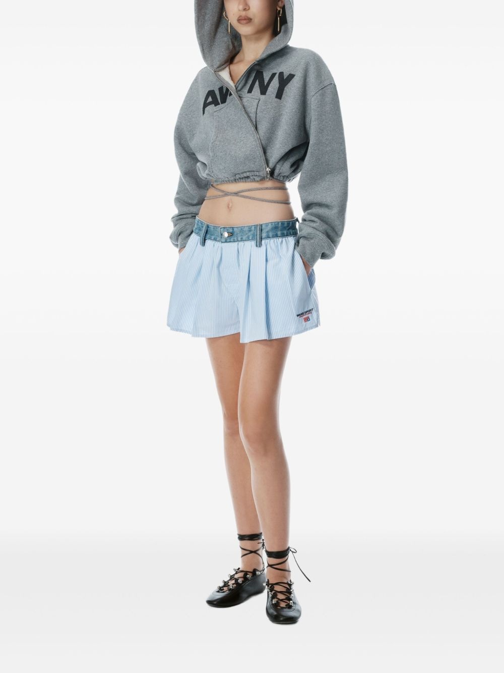 denim waist shorts - 2