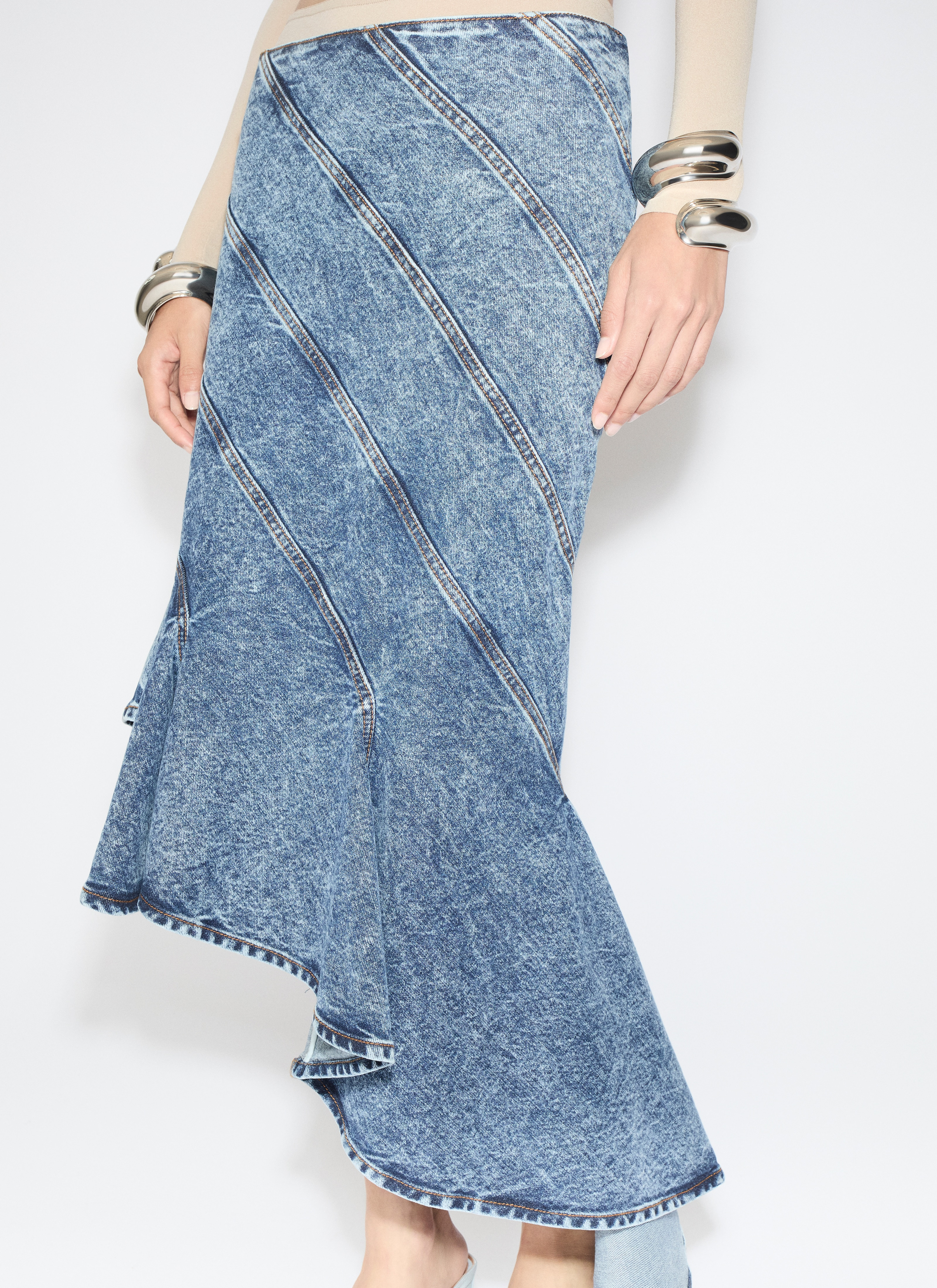 DENIM SPIRAL SKIRT - 6