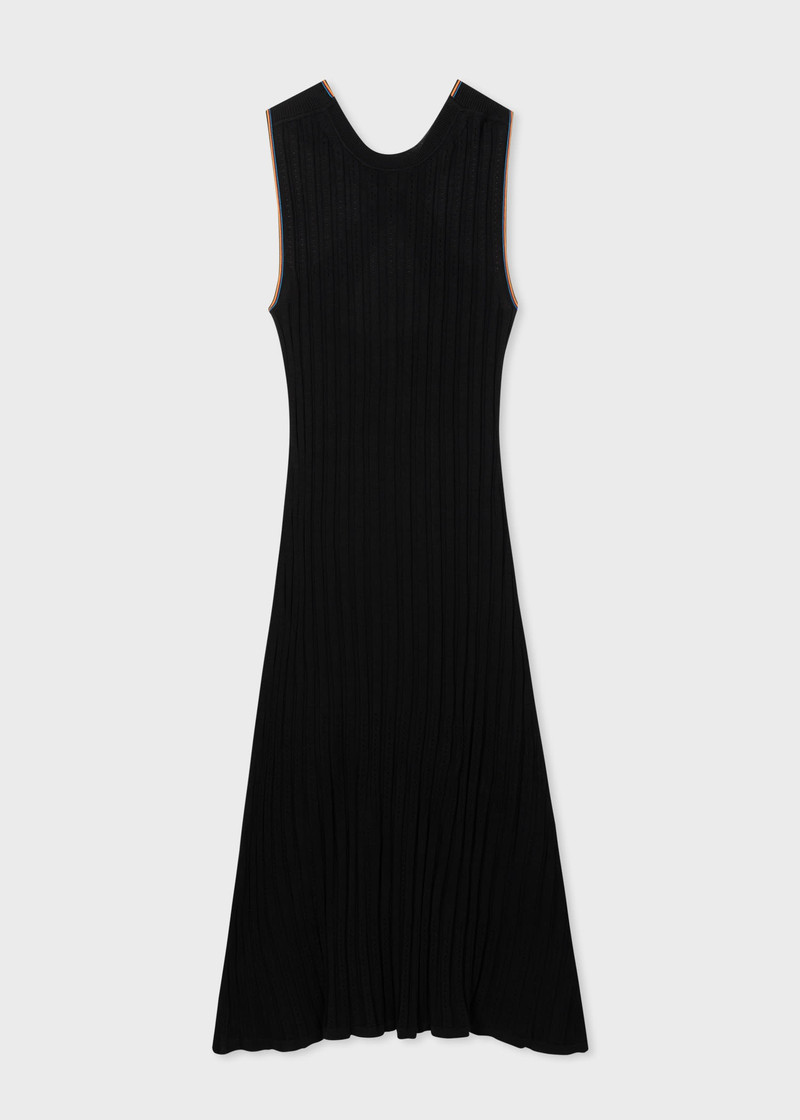 Black 'Signature Stripe' V Neck Knitted Dress - 1