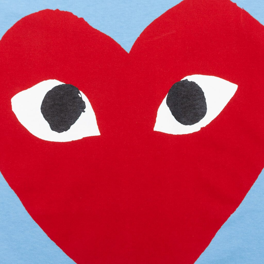 COMME DES GARCONS PLAY PASTELLE WOMEN'S RED LOGO T-SHIRT - BLUE - 3