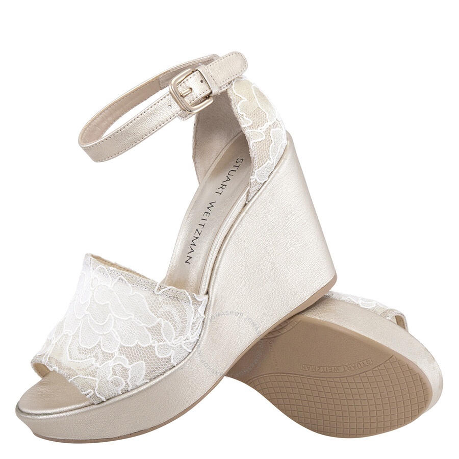 Open Box - Stuart Weitzman Vienna Lace 75 Wedge Sandals, Brand Size 36 (US Size 5.5) - 2