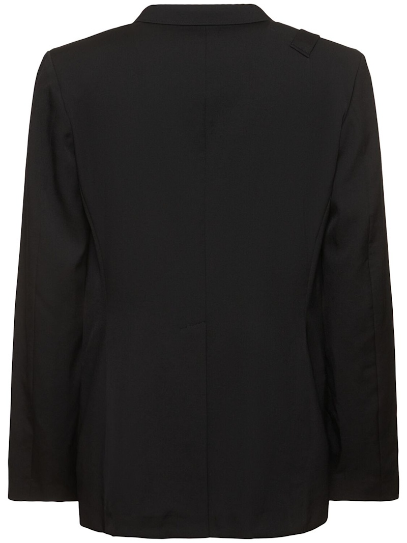 Wool gabardine single breasted blazer - 3