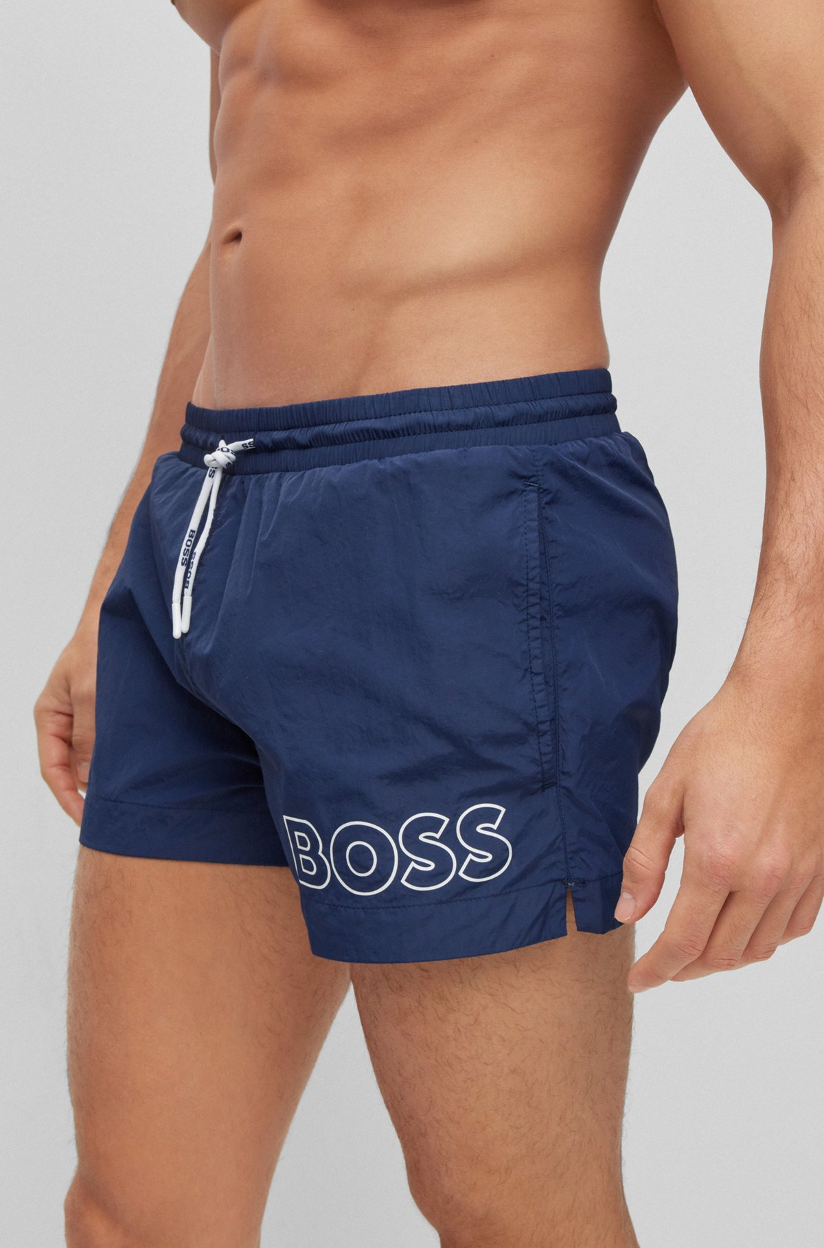 QUICK-DRYING SWIM SHORTS WITH OUTLINE LOGO - 3