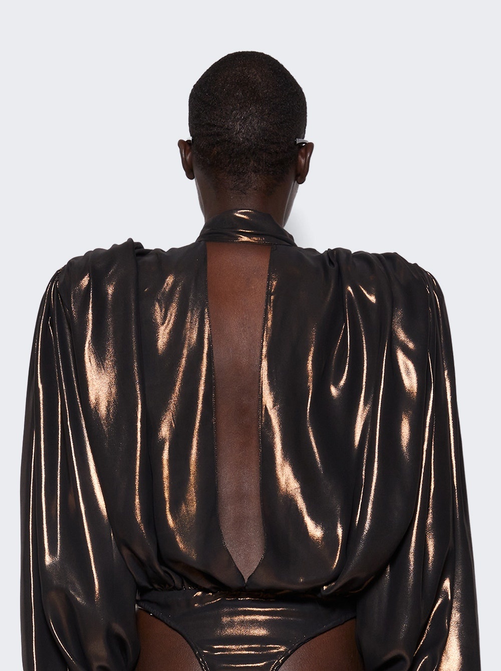 Bodysuit with Necktie Detail Bronze - 5