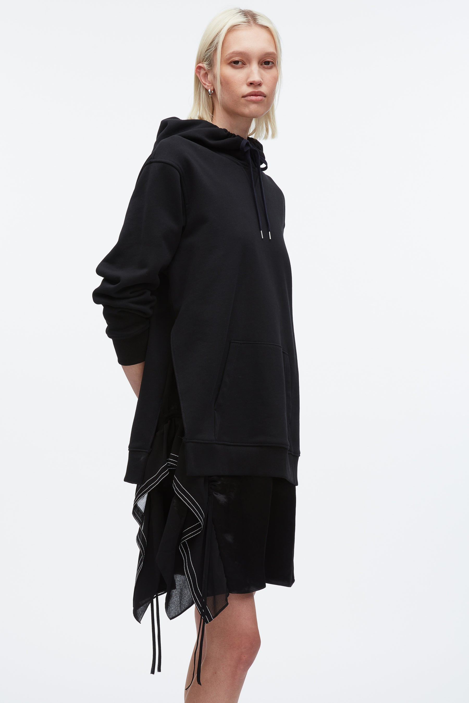 Hoodie Combo Dress with Satin Skirt - 5