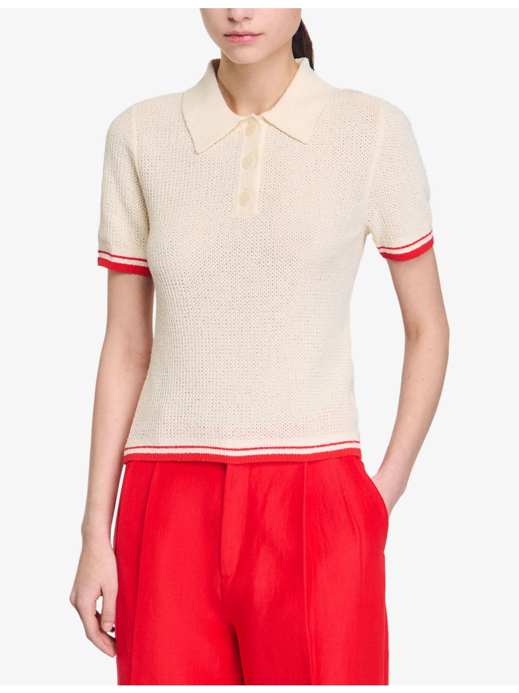 Contrast-Trim Knitted Cotton-Blend Polo Shirt - 3