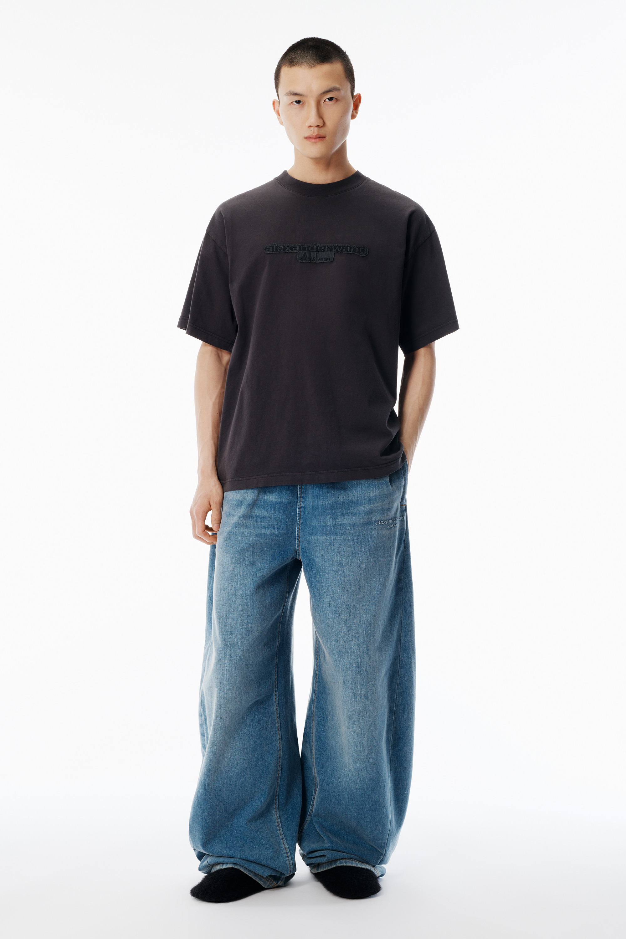 Washed Grey Jersey Logo Long-Sleeve Tee - 5