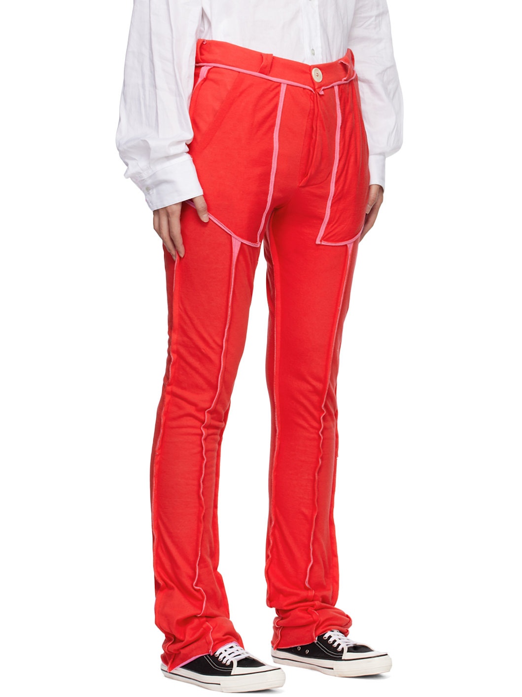 Red & Pink Raw Edge Lounge Pants - 2