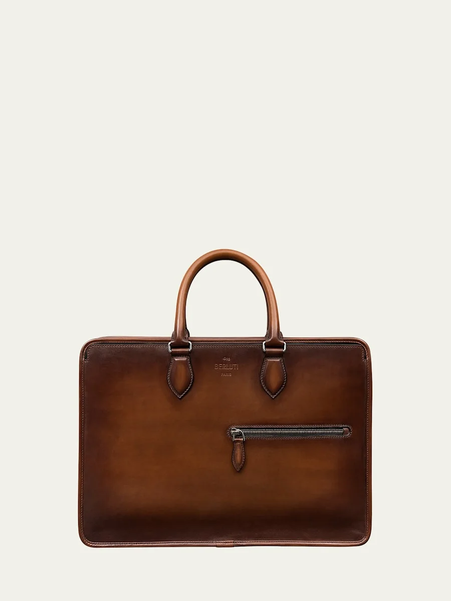 Men's Un Jour Scritto Leather Briefcase - 1