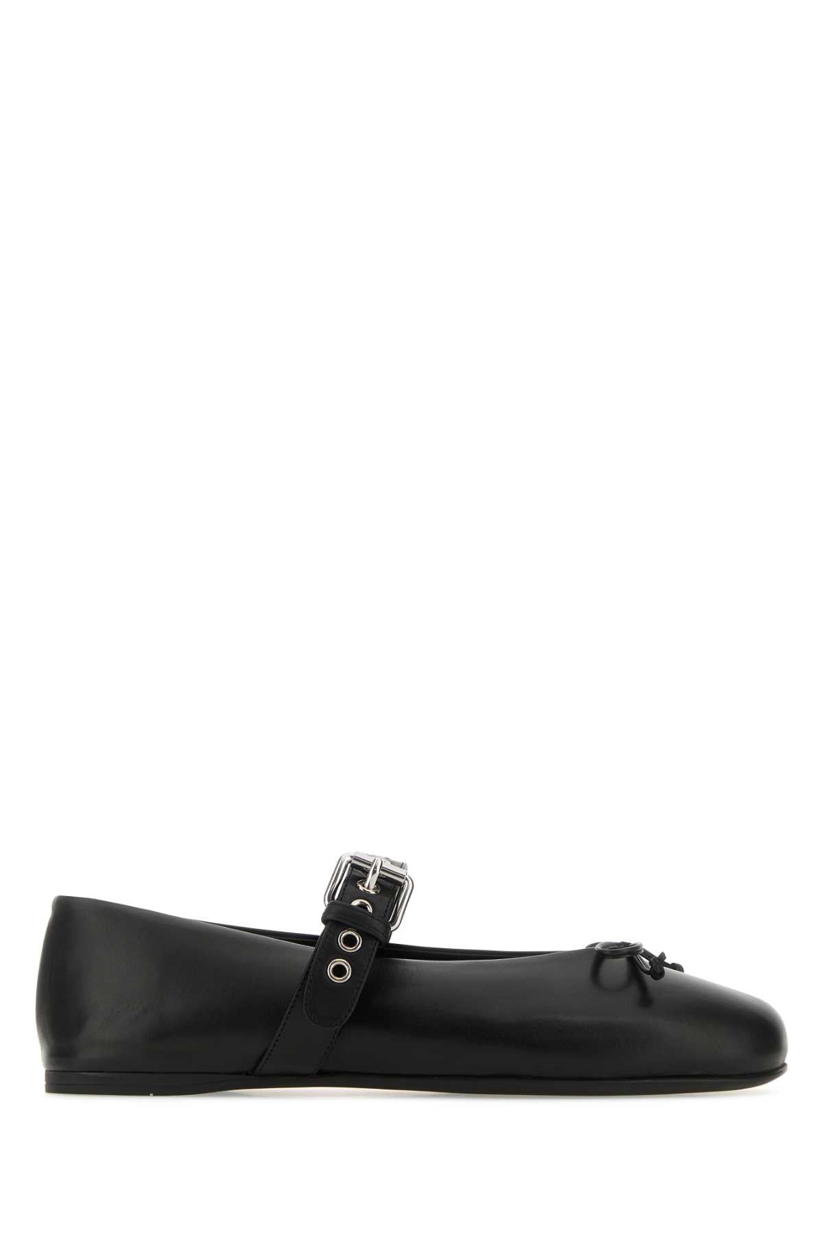 Miu Miu Women Black Leather Ballerinas - 1