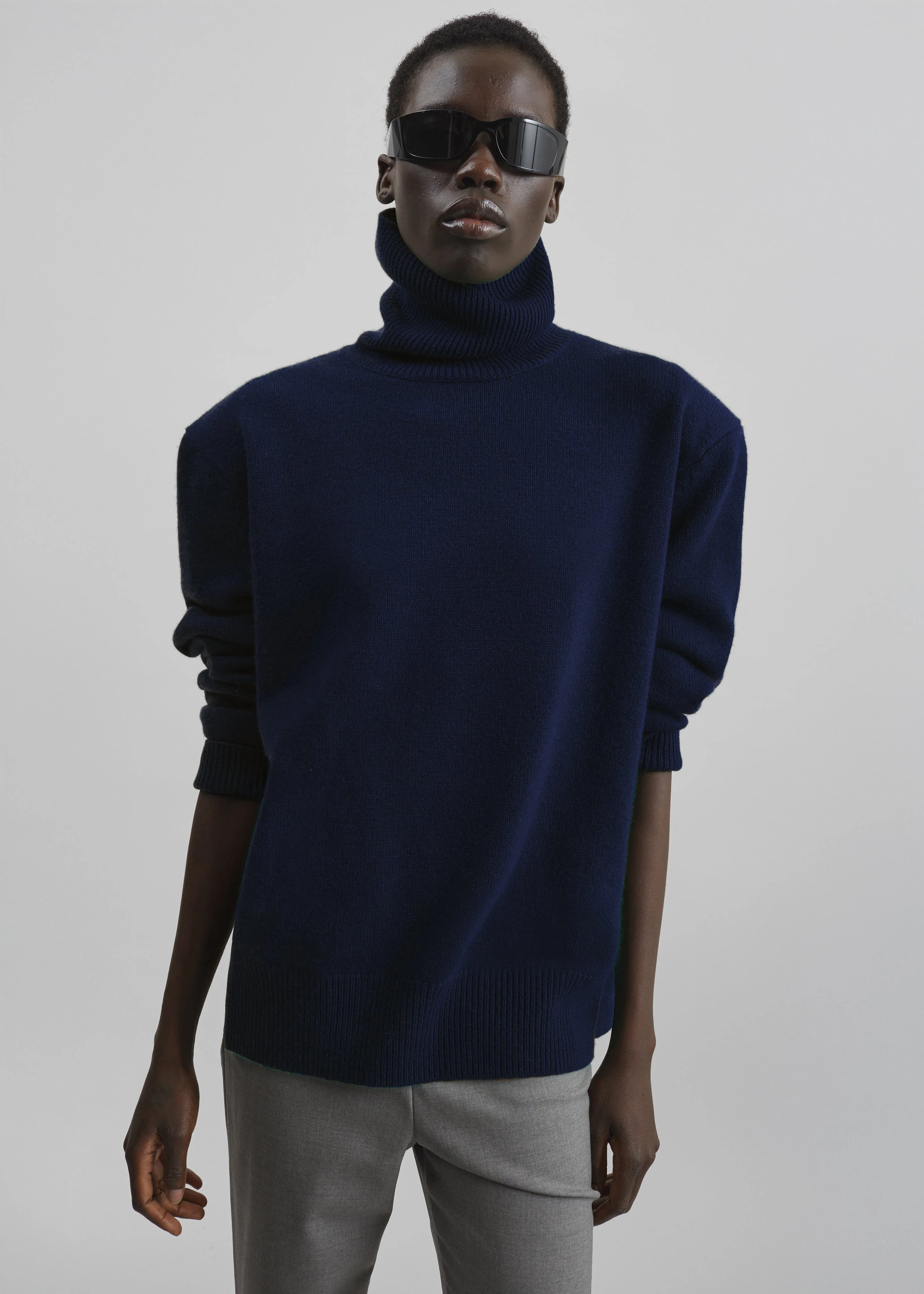 Gala Padded Knit Turtleneck - Navy - 1