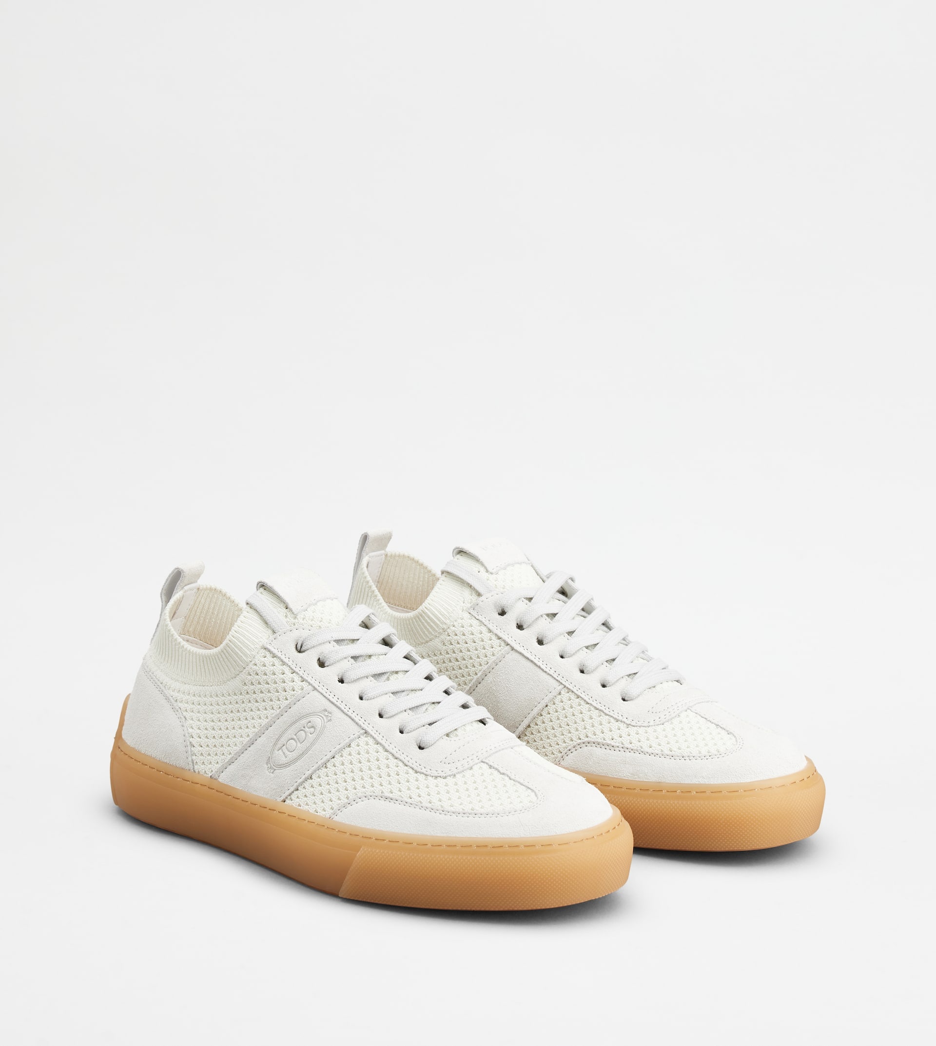 TOD'S SNEAKERS IN FABRIC AND SUEDE - WHITE - 3