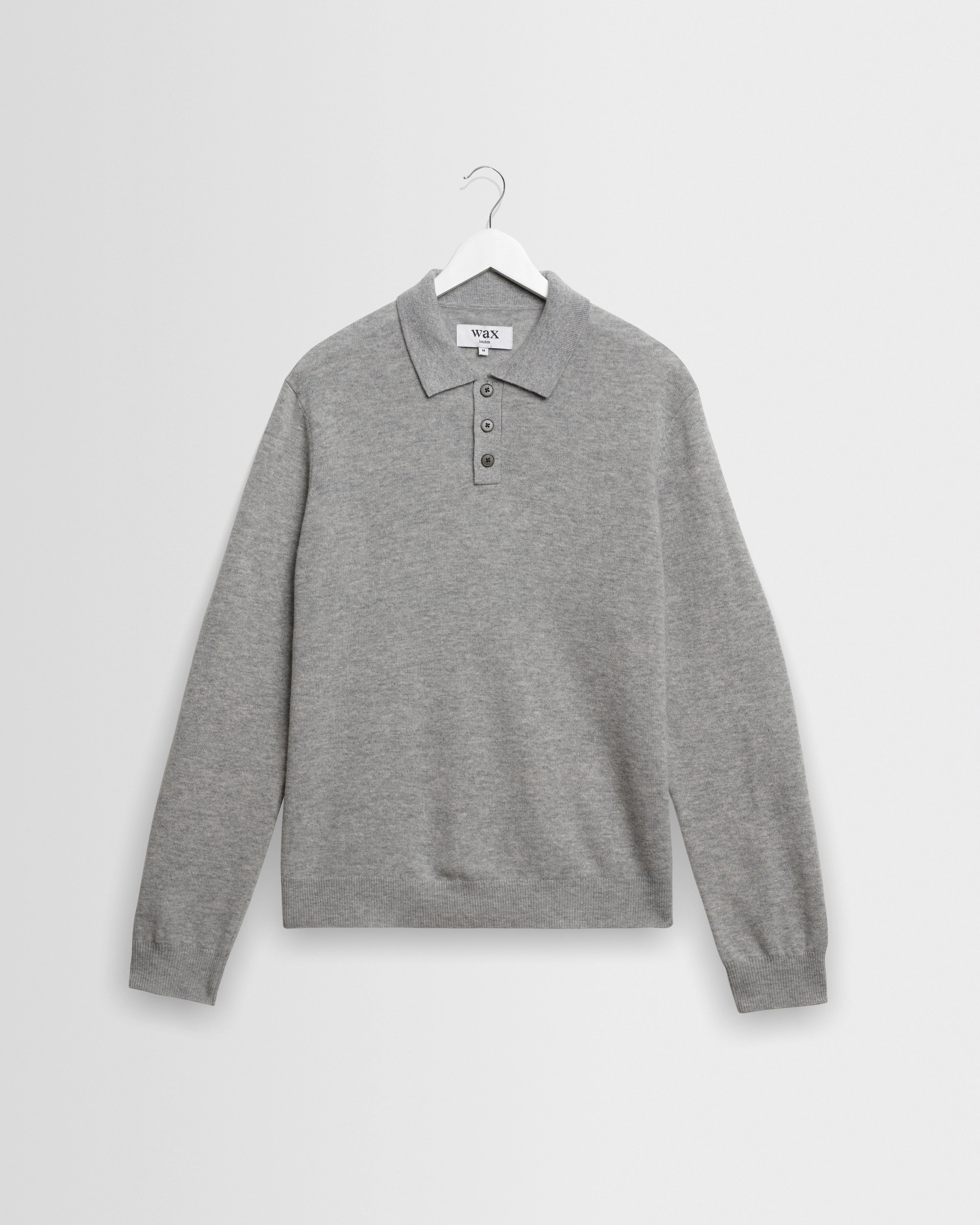 Lawrie - Grey Long-Sleeve Knitted Polo - 1