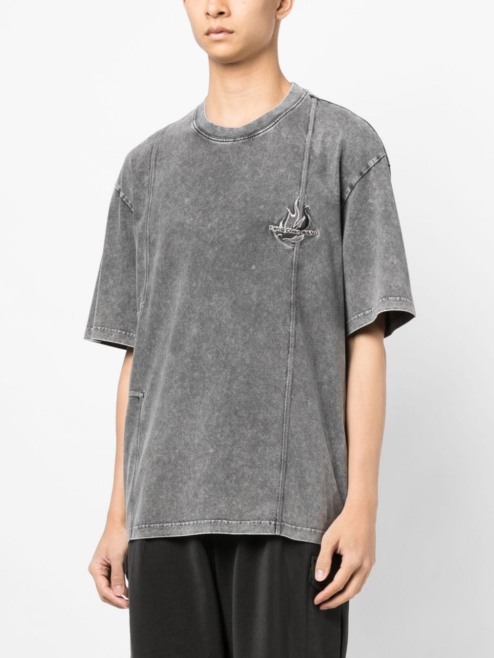 logo-embroidered cotton T-shirt - 3