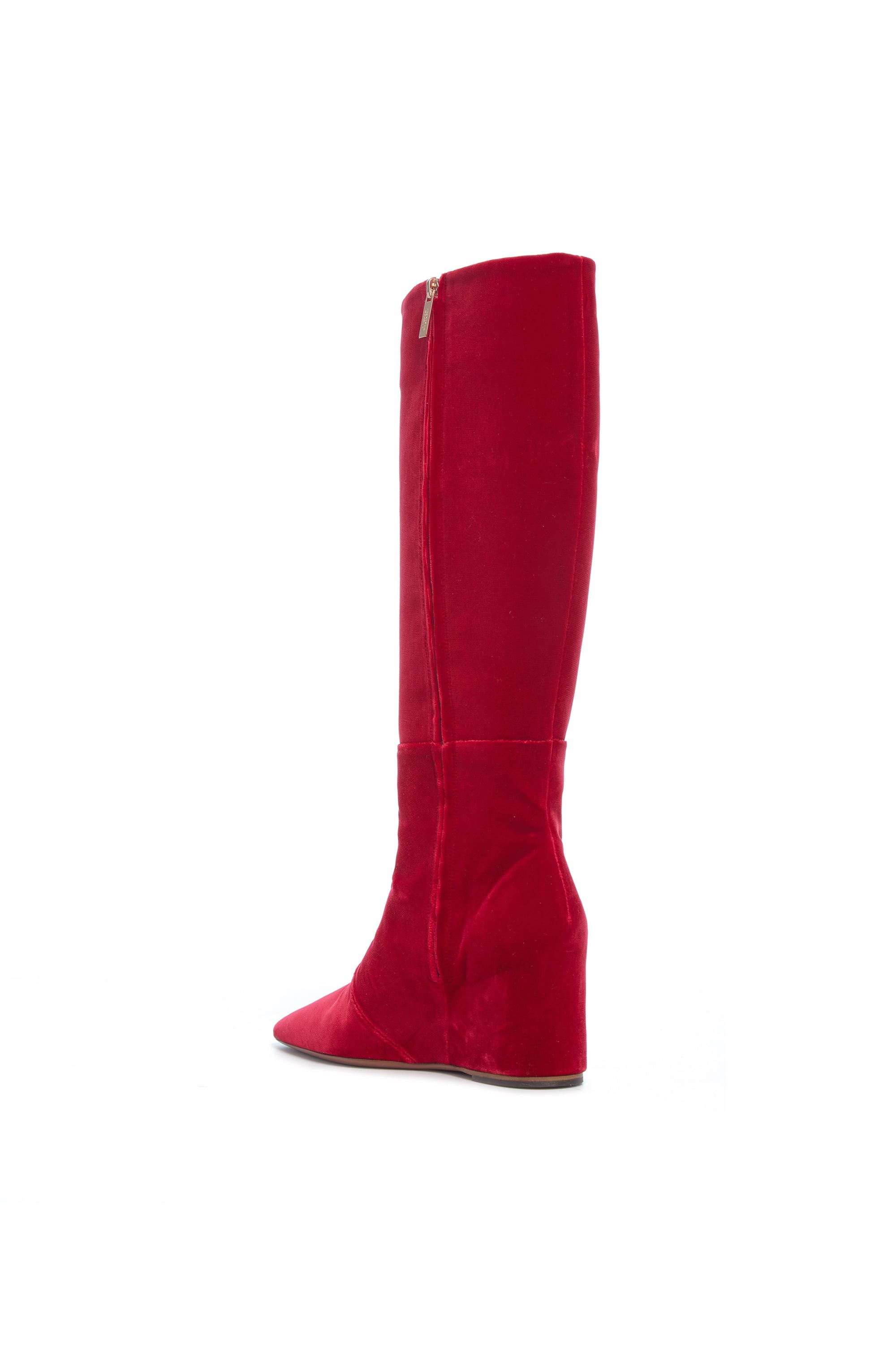 Remedios Tall Boot in Scarlet Red Cotton Velvet - 3