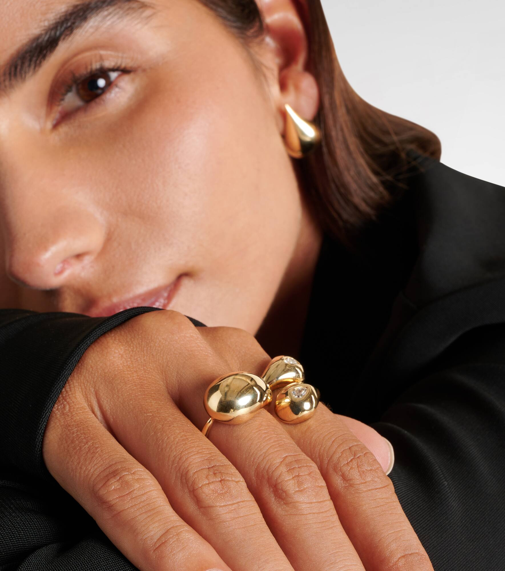 Water Droplet 14kt gold ring - 2