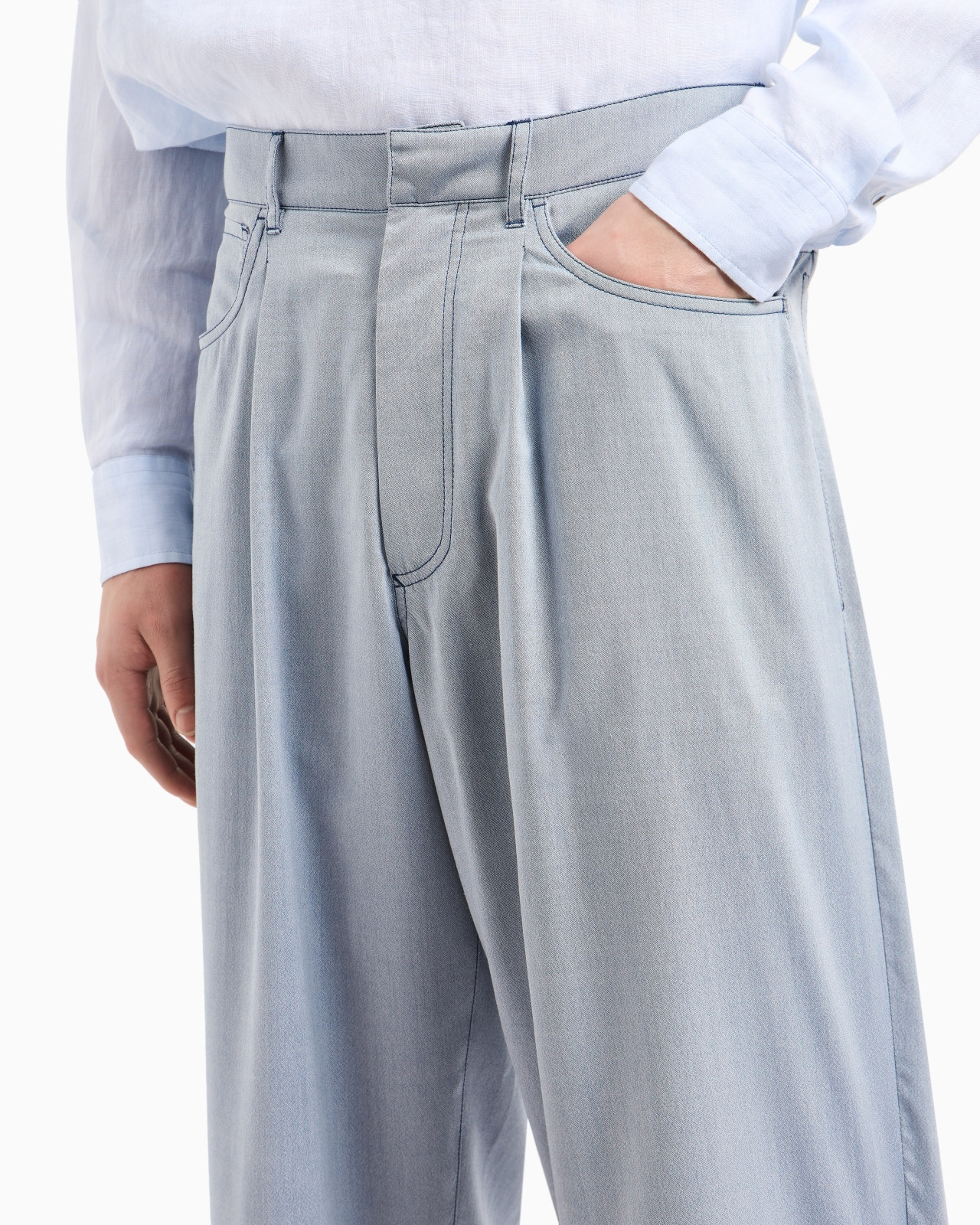 SINGLE-PLEAT, SILK CANVAS TROUSERS - 5