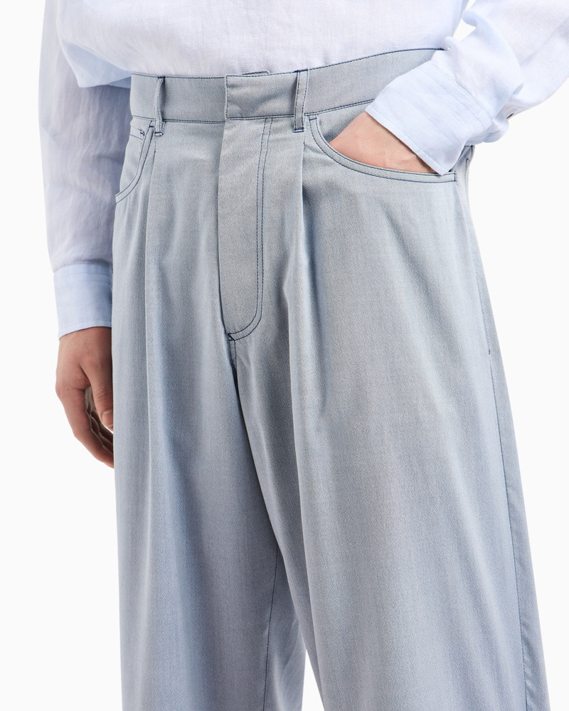SINGLE-PLEAT, SILK CANVAS TROUSERS 5